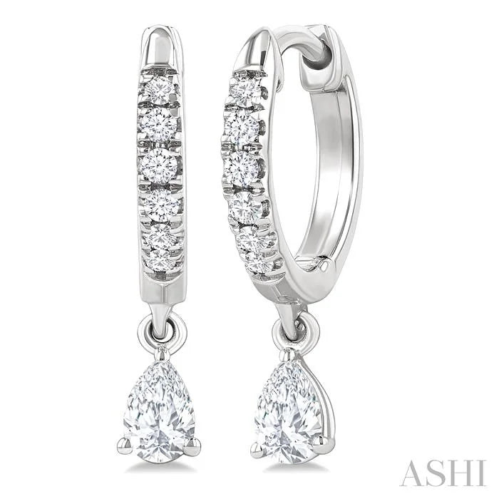 Pear Shape Petite Diamond Fashion Huggie Earrings