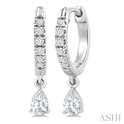 Pear Shape Petite Diamond Fashion Huggie Earrings