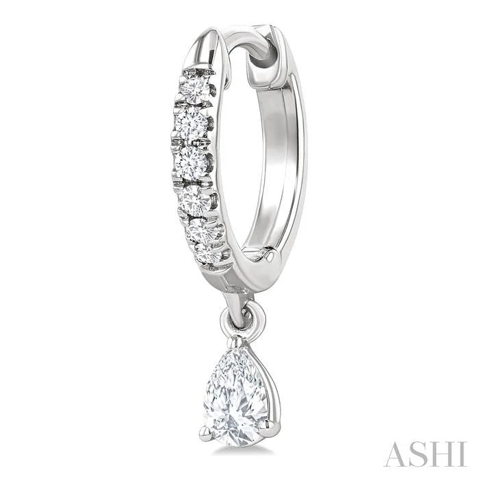 Pear Shape Petite Diamond Fashion Huggie Earrings