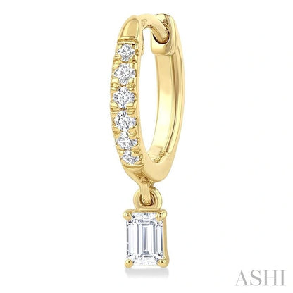 Emerald Shape Petite Diamond Fashion Huggie Earrings