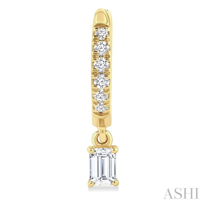 Emerald Shape Petite Diamond Fashion Huggie Earrings