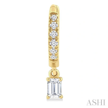 Emerald Shape Petite Diamond Fashion Huggie Earrings