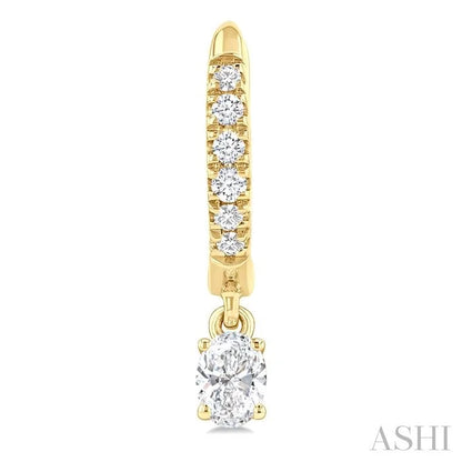 Oval Shape Petite Diamond Fashion Huggie Earrings