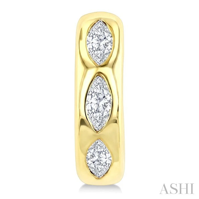 Marquise Shape Petite Diamond Huggie Earrings