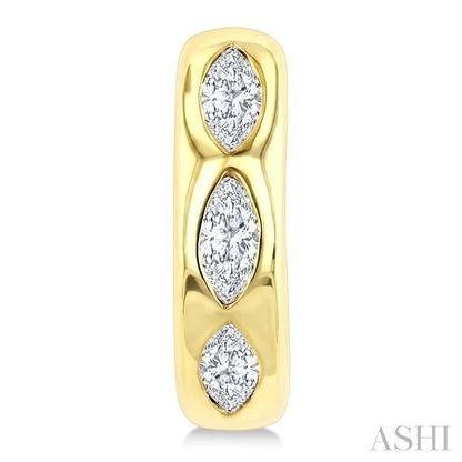 Marquise Shape Petite Diamond Huggie Earrings