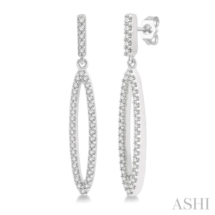 Marquise Shape Diamond Fashion Long Earrings