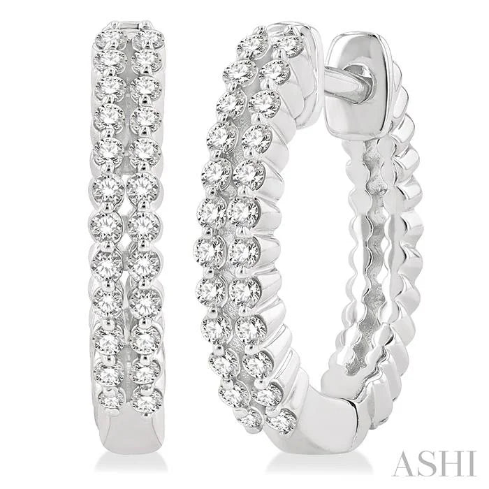 Two Row Petite Diamond Huggie Fashion Earrings