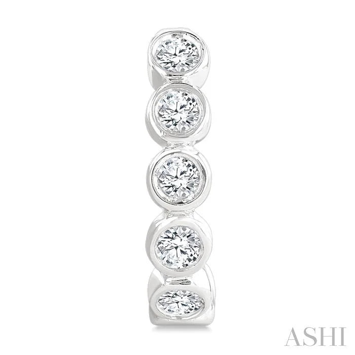 Bezel Set Petite Diamond Half Hoop Earrings