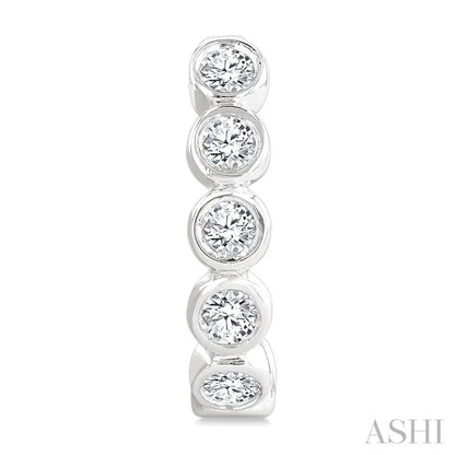 Bezel Set Petite Diamond Half Hoop Earrings