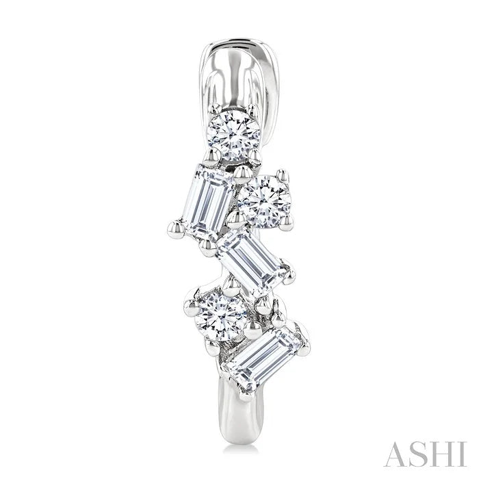 Scatter Baguette Diamond Petite Huggie Fashion Earrings