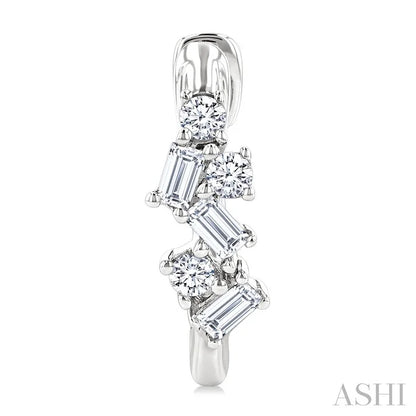 Scatter Baguette Diamond Petite Huggie Fashion Earrings