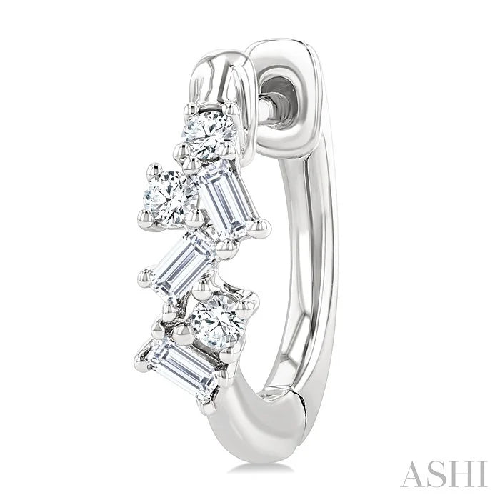 Scatter Baguette Diamond Petite Huggie Fashion Earrings