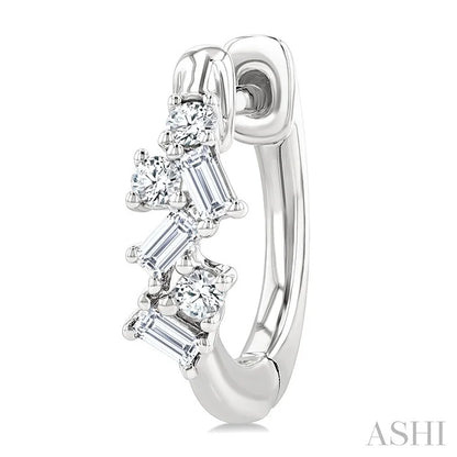 Scatter Baguette Diamond Petite Huggie Fashion Earrings