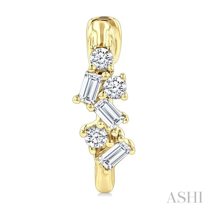 Scatter Baguette Diamond Petite Huggie Fashion Earrings