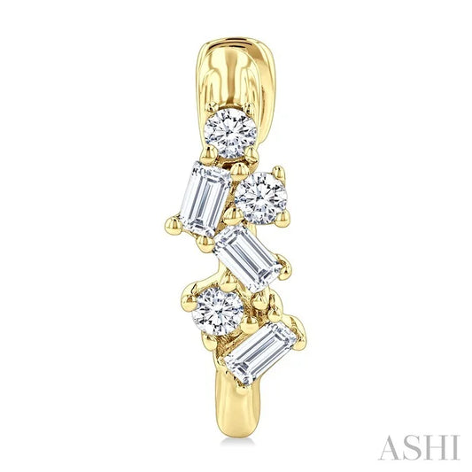 Scatter Baguette Diamond Petite Huggie Fashion Earrings