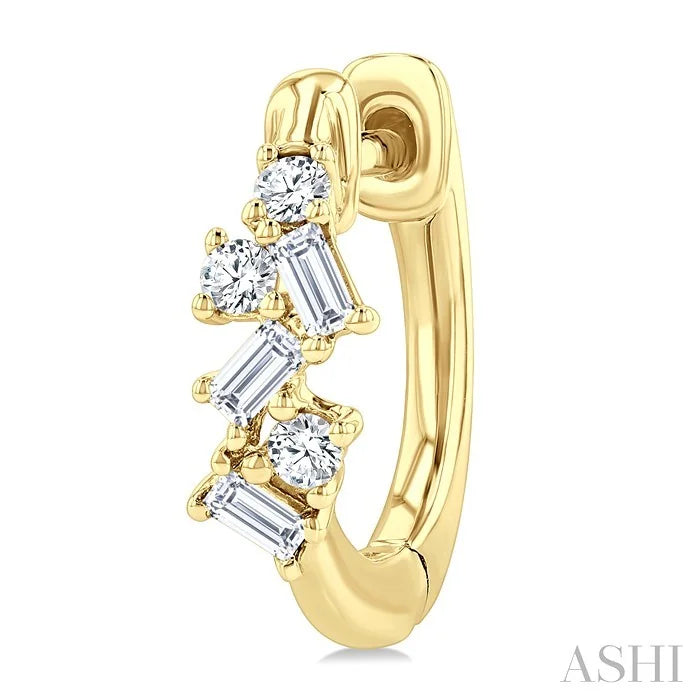Scatter Baguette Diamond Petite Huggie Fashion Earrings