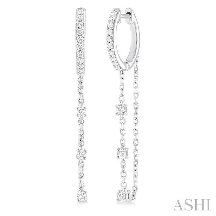 Diamond Hoop Chain Earrings