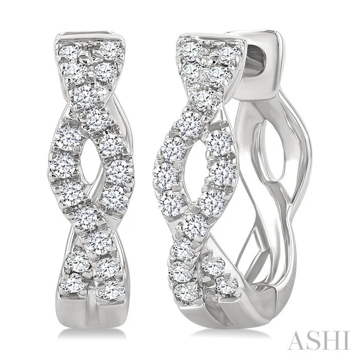 Swirl Petite Diamond Huggie Fashion Earrings