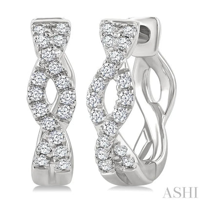 Swirl Petite Diamond Huggie Fashion Earrings