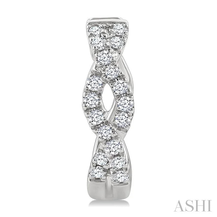 Swirl Petite Diamond Huggie Fashion Earrings