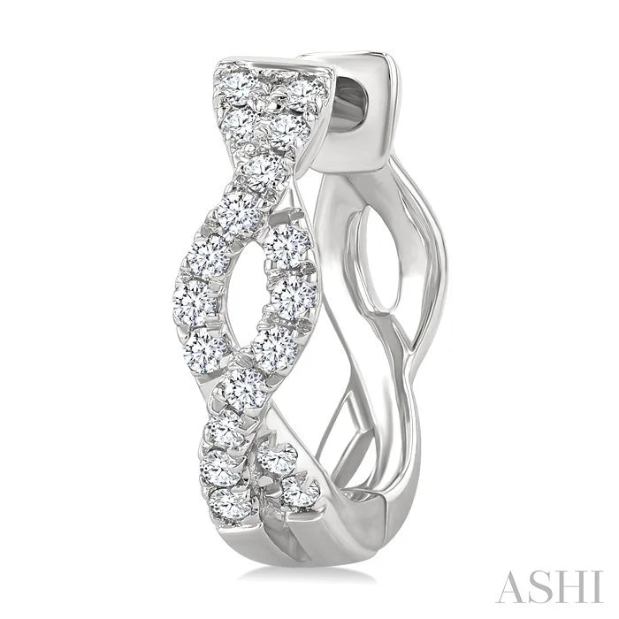 Swirl Petite Diamond Huggie Fashion Earrings