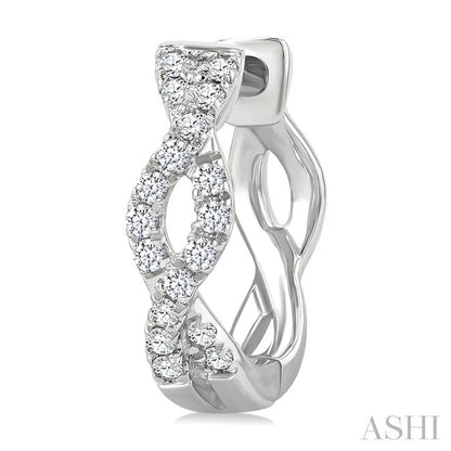 Swirl Petite Diamond Huggie Fashion Earrings