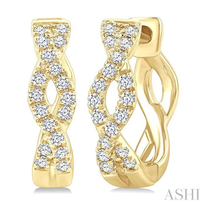 Swirl Petite Diamond Huggie Fashion Earrings