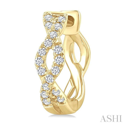 Swirl Petite Diamond Huggie Fashion Earrings
