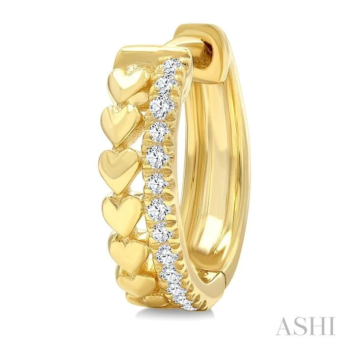 Heart Shape Petite Diamond Huggie Fashion Earrings
