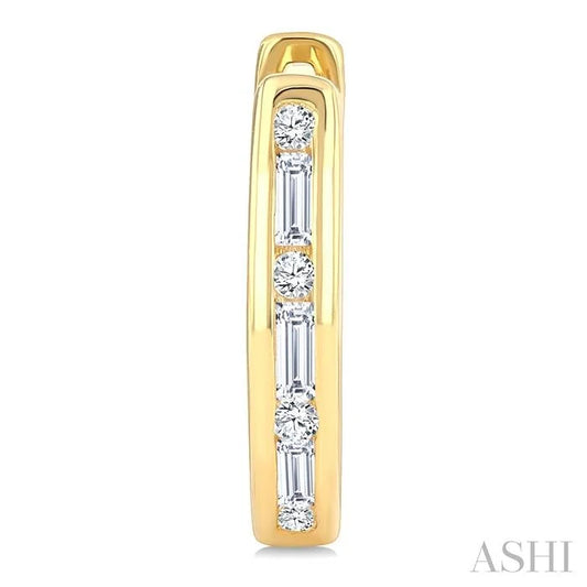 Channel Set Petite Diamond Huggie Fashion Earrings