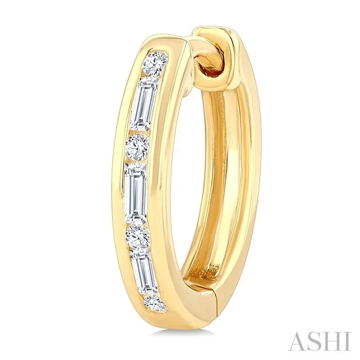 Channel Set Petite Diamond Huggie Fashion Earrings