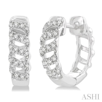 Swirl Petite Diamond Huggie Fashion Earrings