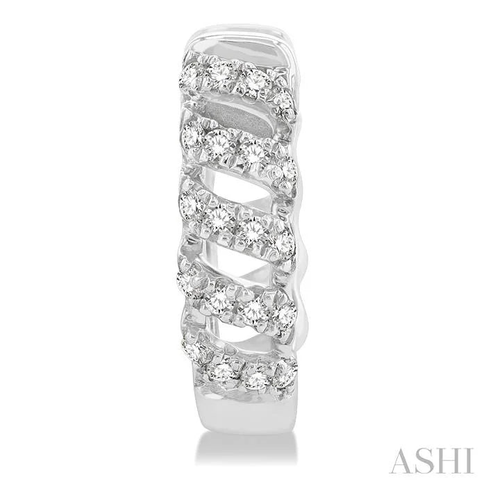Swirl Petite Diamond Huggie Fashion Earrings