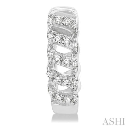 Swirl Petite Diamond Huggie Fashion Earrings