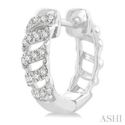 Swirl Petite Diamond Huggie Fashion Earrings