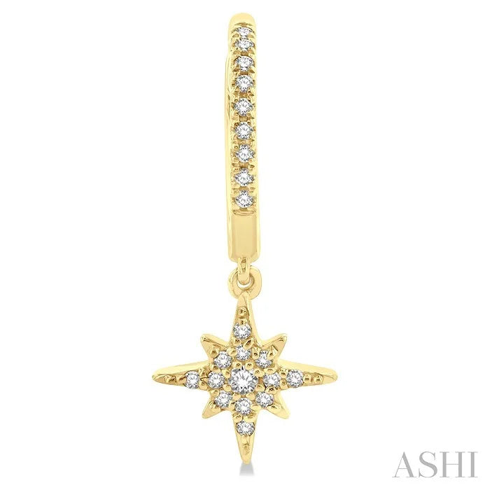 Star & Moon Petite Diamond Huggie Fashion Earrings