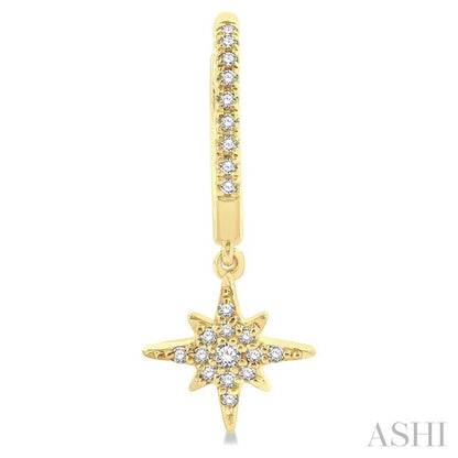 Star & Moon Petite Diamond Huggie Fashion Earrings