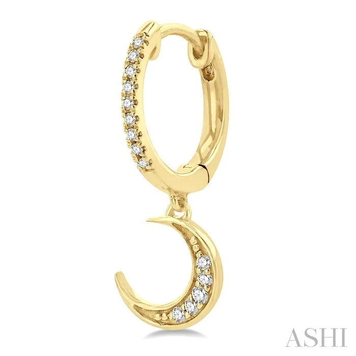 Star & Moon Petite Diamond Huggie Fashion Earrings
