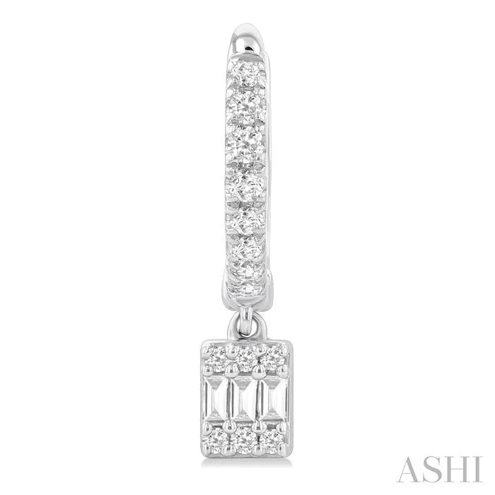 Rectangle Shape Fusion Petite Diamond Huggie Fashion Earrings