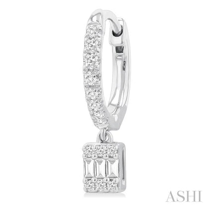 Rectangle Shape Fusion Petite Diamond Huggie Fashion Earrings