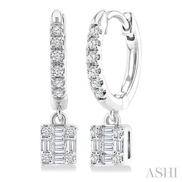 Square Shape Fusion Petite Diamond Huggie Fashion Earrings