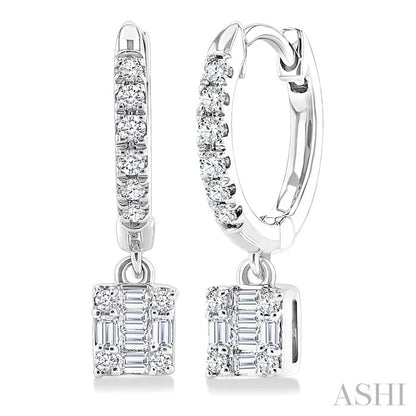 Square Shape Fusion Petite Diamond Huggie Fashion Earrings