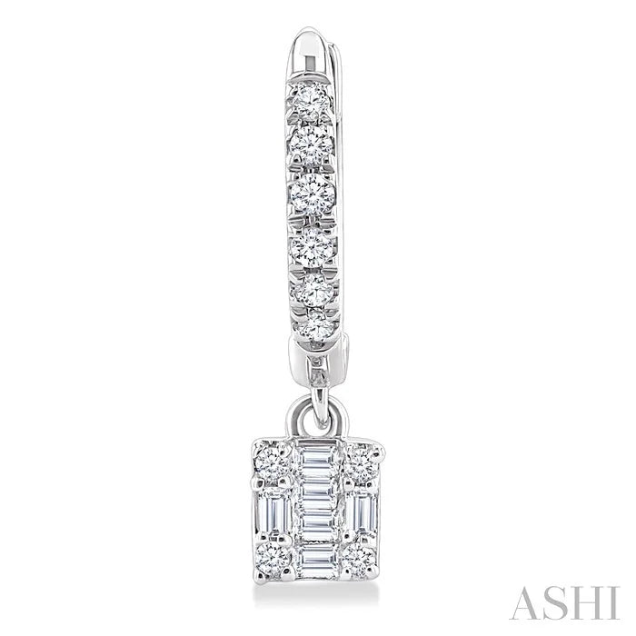Square Shape Fusion Petite Diamond Huggie Fashion Earrings