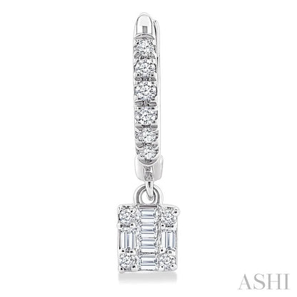 Square Shape Fusion Petite Diamond Huggie Fashion Earrings