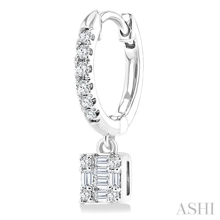 Square Shape Fusion Petite Diamond Huggie Fashion Earrings