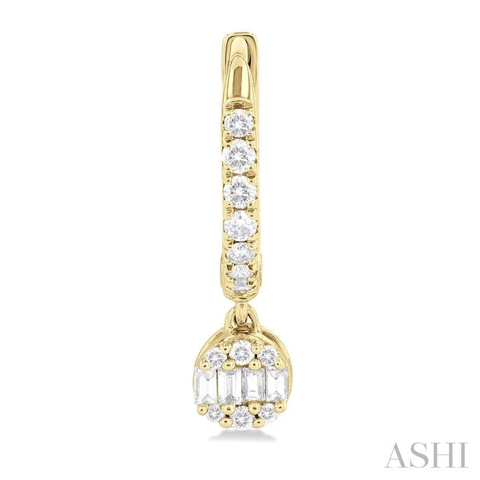 Round Shape Fusion Petite Diamond Huggie Fashion Earrings