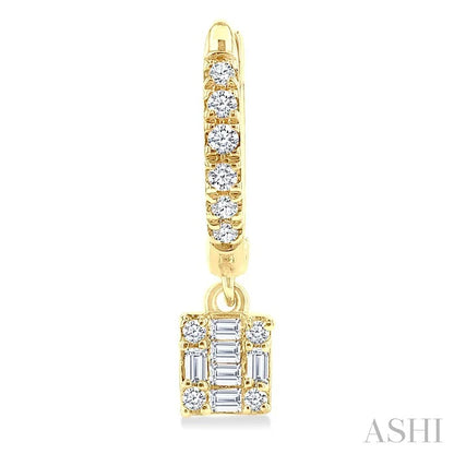 Square Shape Fusion Petite Diamond Huggie Fashion Earrings