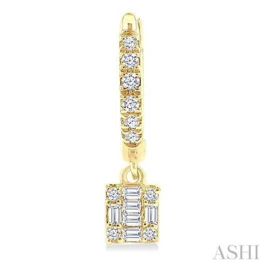 Square Shape Fusion Petite Diamond Huggie Fashion Earrings