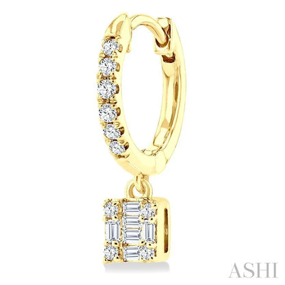 Square Shape Fusion Petite Diamond Huggie Fashion Earrings