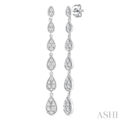 Pear Shape Diamond Long Earrings